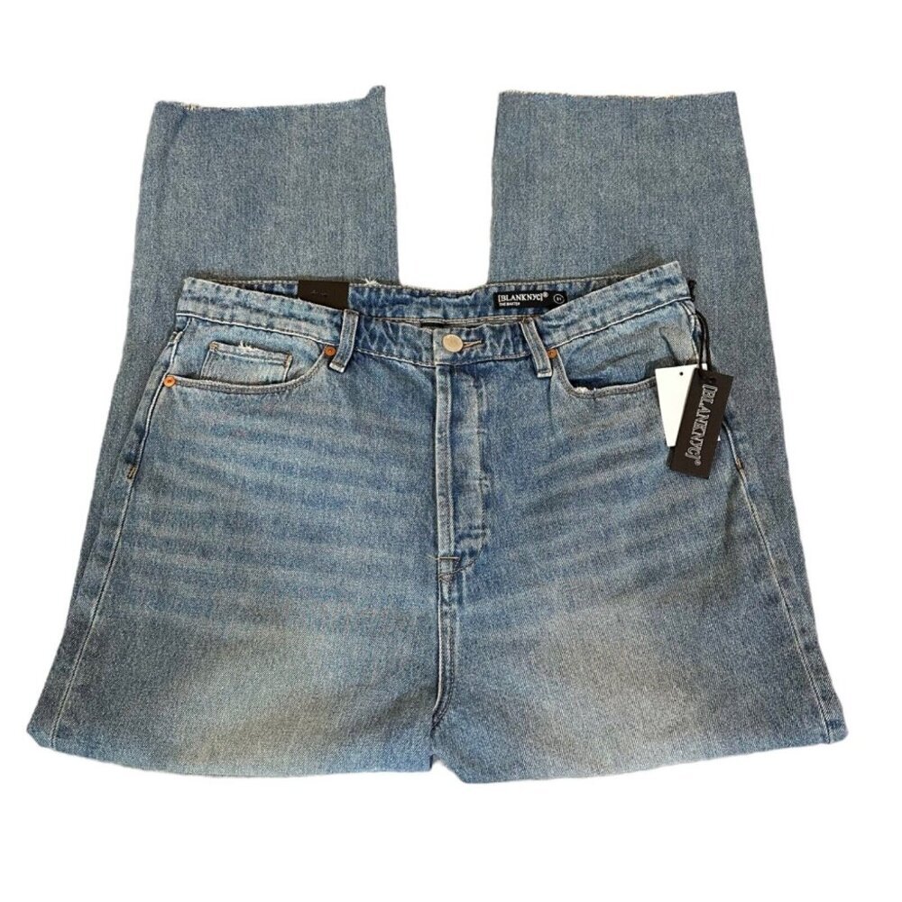 Blank NYC Women‎ Size 31 Baxter Ribcage Straight Leg Jean Bangkok Raw Hem NWT - Picture 2 of 5